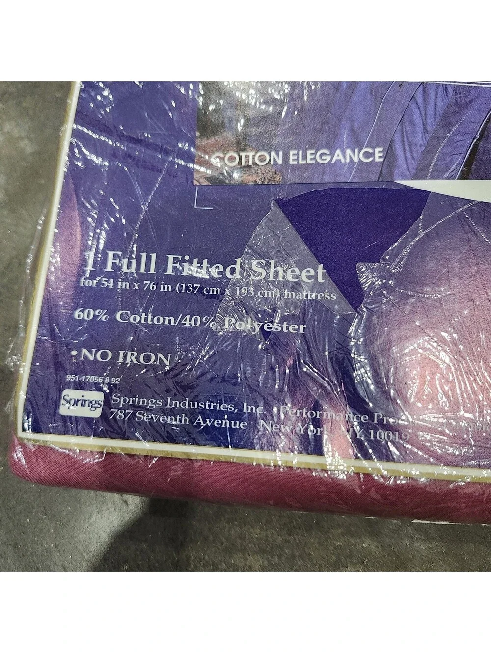 Vintage Full Fitted Sheet Cotton Poly NIP 200 Thread Count Burgundy/Wine No Iron